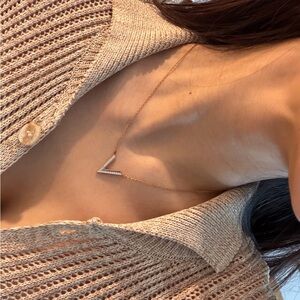 Swarovski Gold Chain with Pavé V Pendant Necklace